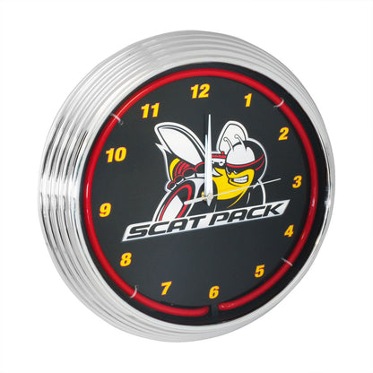 Dodge Challenger Charger R/T Scat Pack Red Neon Garage Man Cave Wall Clock