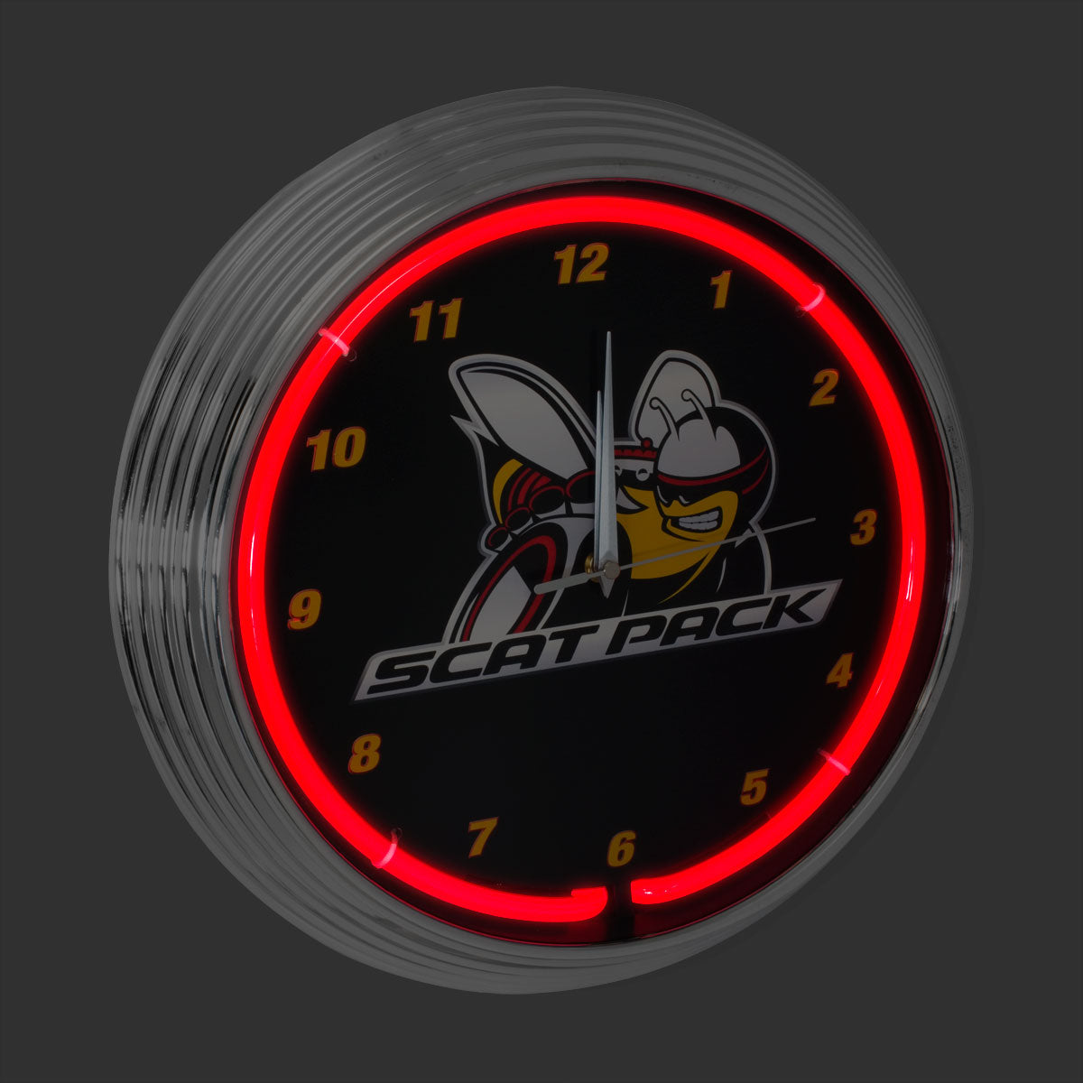 Dodge Challenger Charger R/T Scat Pack Red Neon Garage Man Cave Wall Clock