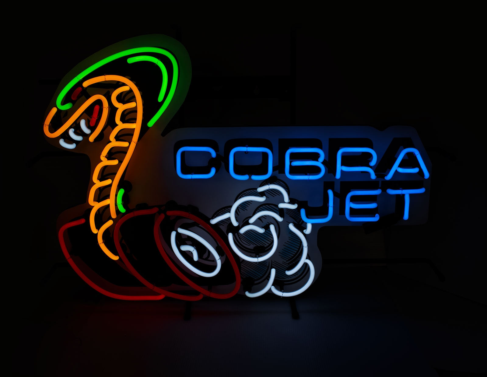 Ford Mustang Cobra Jet Snake 30" x 21" Neon Light Up Garage Wall Sign