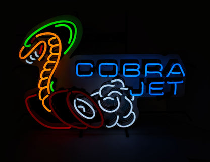 Ford Mustang Cobra Jet Snake 30" x 21" Neon Light Up Garage Wall Sign