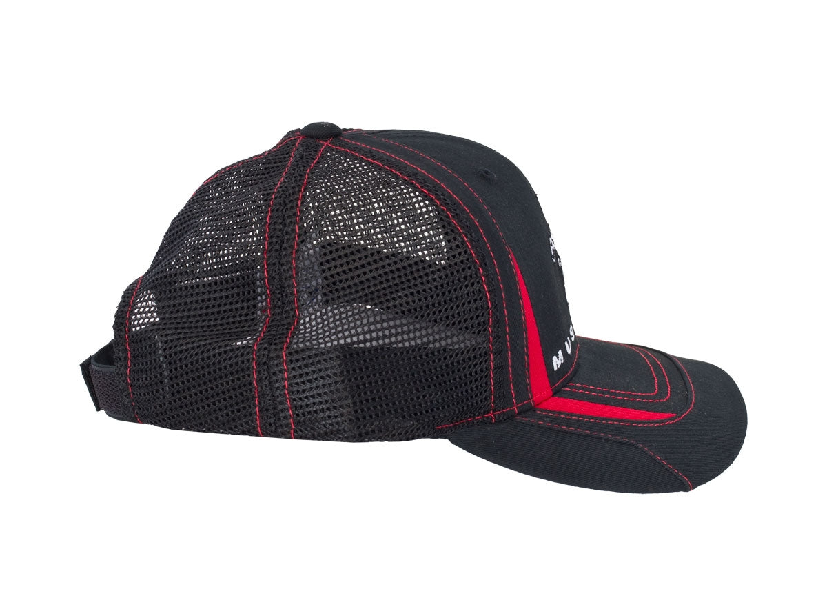 Ford Mustang Tribar Running Horse Red & Black Adjustable Mesh Back Baseball Hat