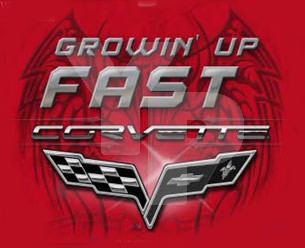 Children's C6 Corvette Growing Up Fast Red Cotton T-Shirt - Extra Large