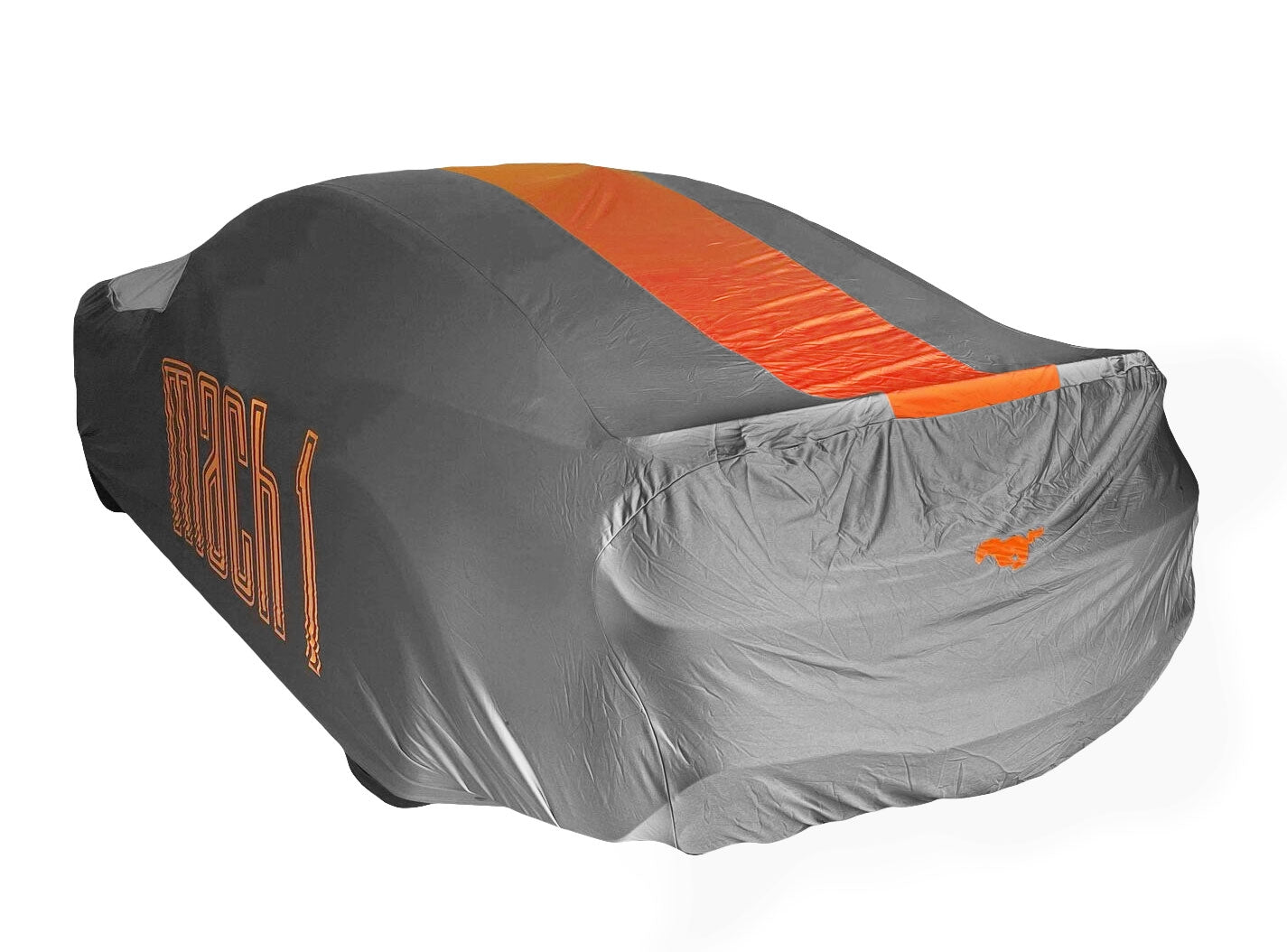2021 Mustang Mach 1 Low Wing OEM Genuine Ford Indoor Car Cover Grey & Orange