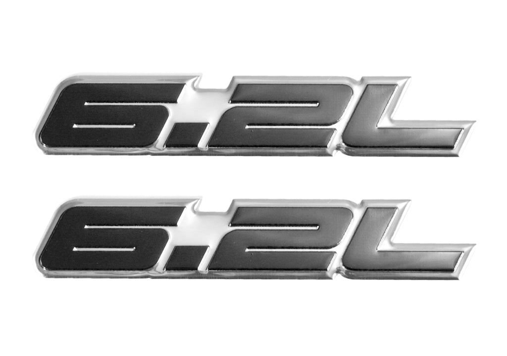 2010-2014 Ford F-150 Raptor Black & Silver 6.2L Fender Engine Trunk Emblems Pair