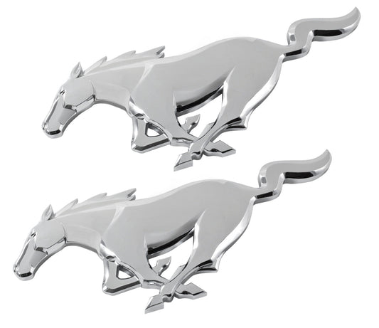 2015-2023 Genuine Ford Mustang 7.5" x 2.5" Chrome Running Horse Emblems - Pair