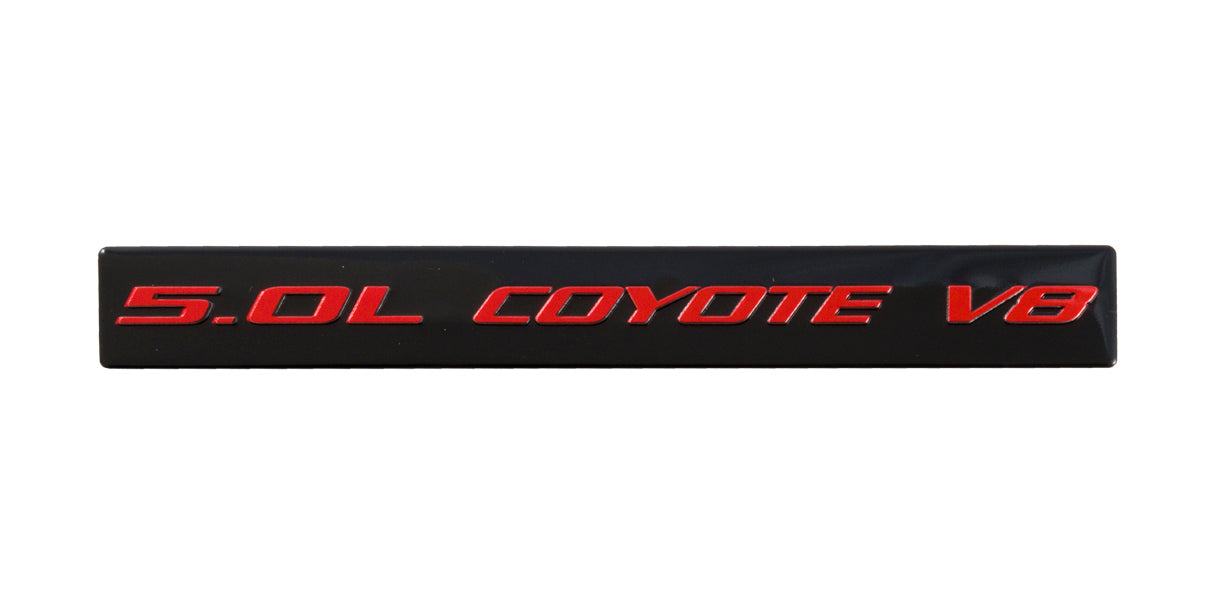 2011-2017 Ford Mustang GT & F150 5.0 Coyote V8 Emblem Black w/ Red Lettering
