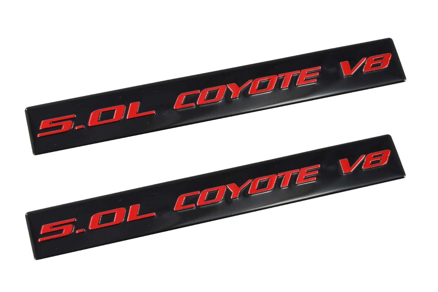 2011-2017 Ford Mustang GT Ford F150 5.0 Coyote V8 Emblems Black & Red - Pair