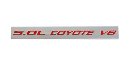 2011-2017 Ford Mustang GT & F150 5.0 Coyote V8 Emblem Silver w/ Red Lettering