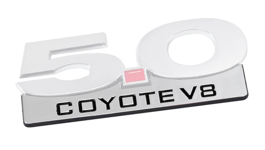 2011-2014 Mustang GT 5.0 Coyote V8 5" Chrome & Black Fender Lower Emblem Accent