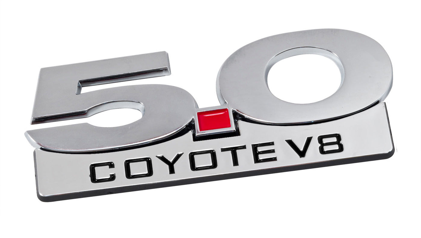 2011-2014 Mustang GT Chrome 5.0 Coyote V8 Fender Emblem w/ Accent Badge 2pc Kit