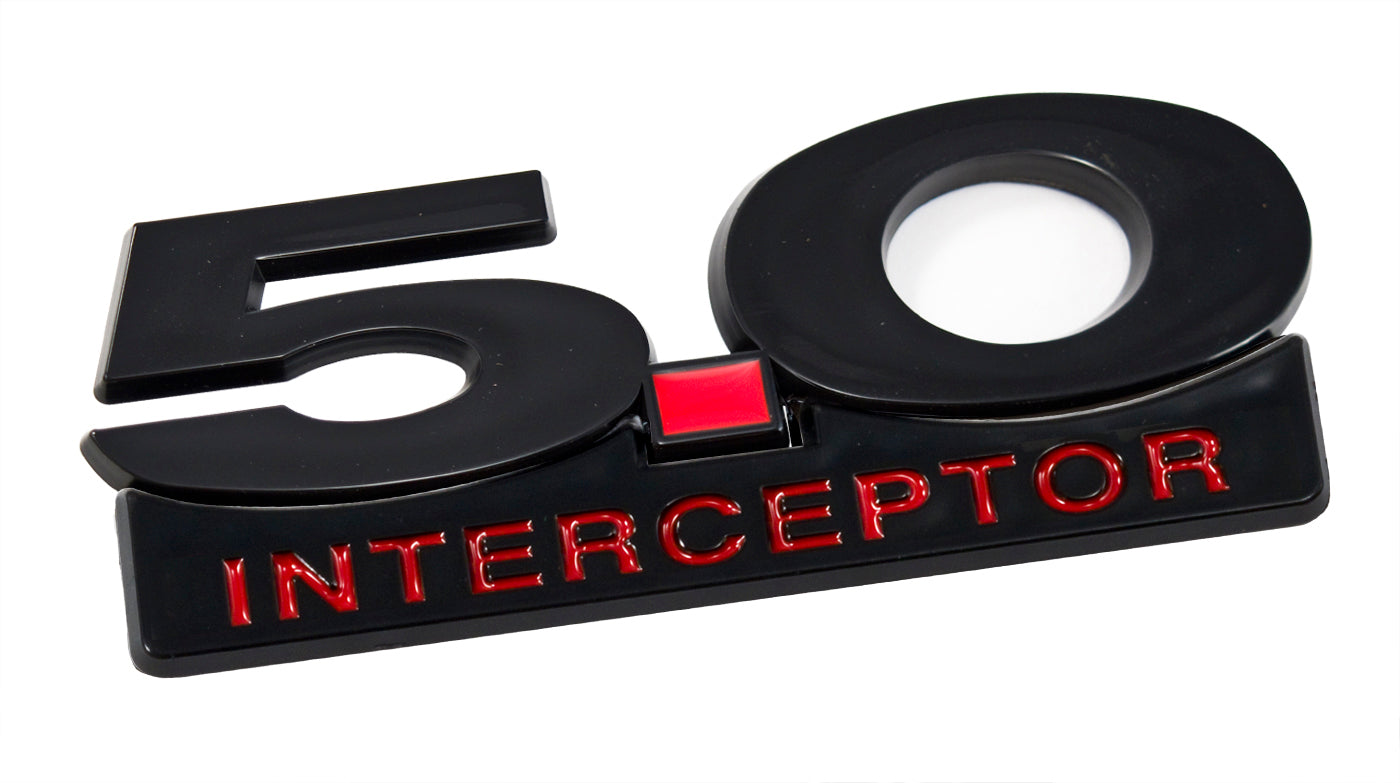 2011-2014 Mustang 5" Black & Red Interceptor Fender Lower Emblem Accent