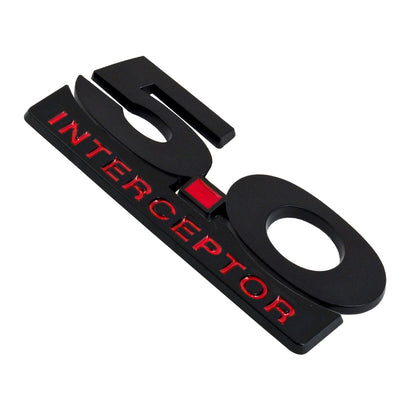 2011-2014 Mustang 5" Black & Red Interceptor Fender Lower Emblem Accent