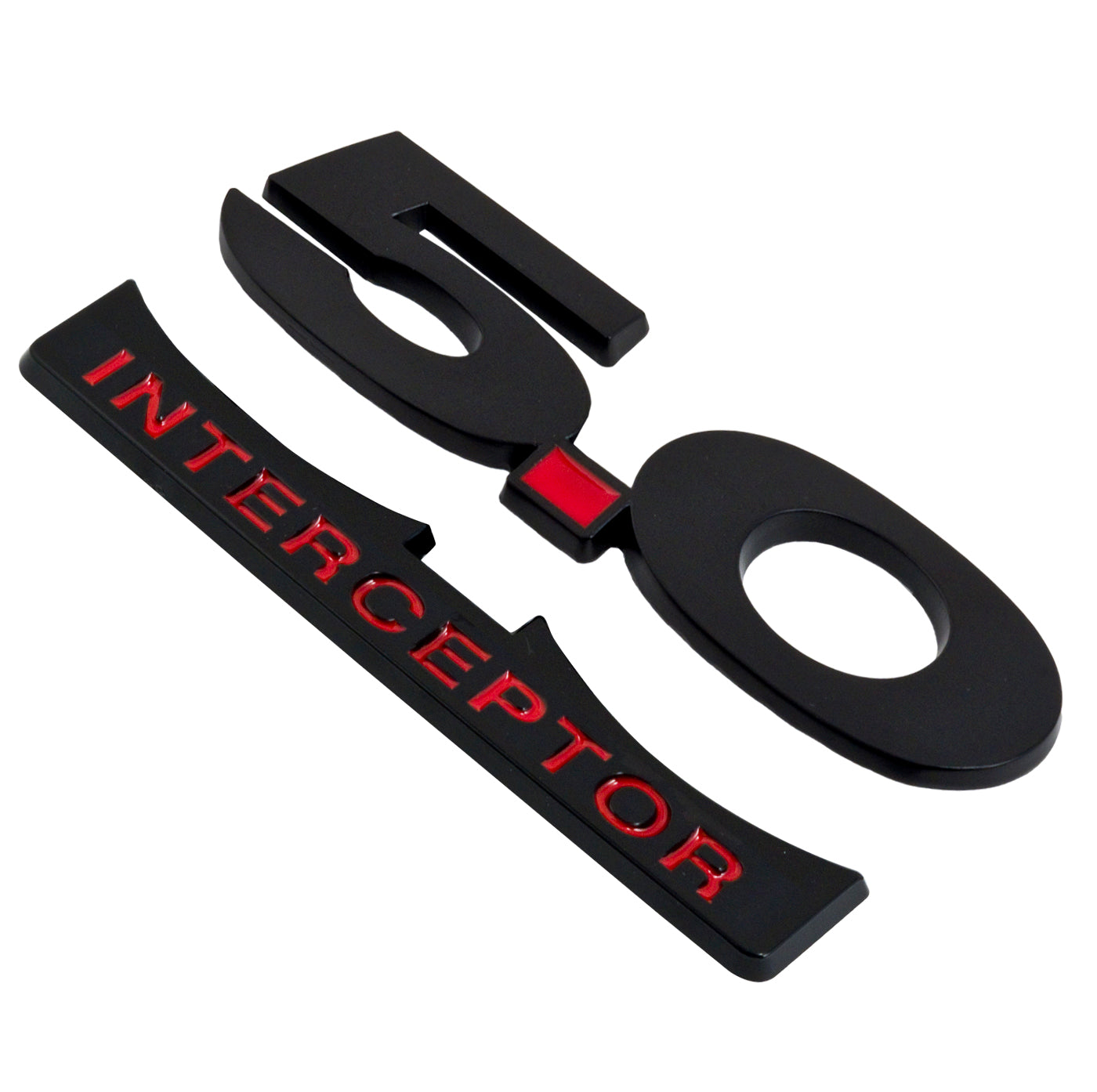 2011-2014 Mustang 5" Black & Red Interceptor Fender Lower Emblem Accent