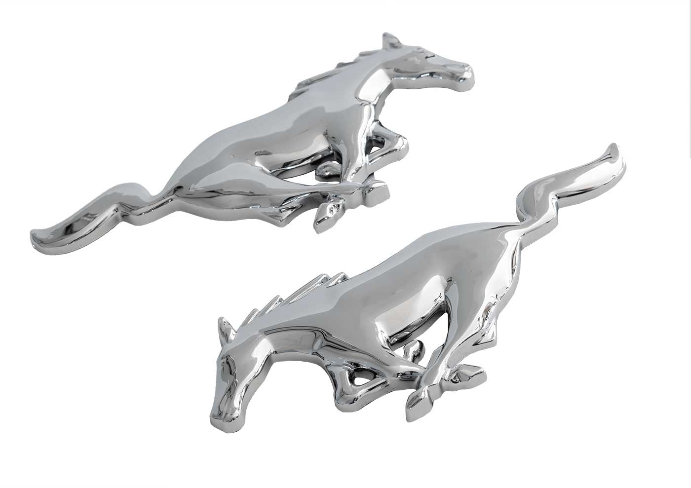 Ford Mustang Running Horse Pony 4" Chrome Fender Door Trunk Dash Emblems Pair