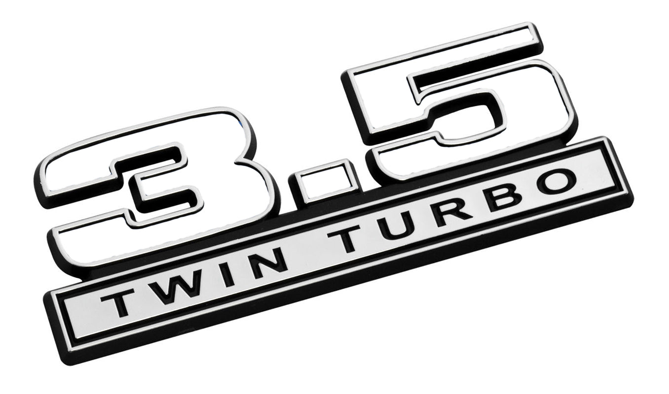2011-2016 Ford F-150 3.5 Twin Turbo 5" x 1.75" Emblem White w/ Chrome Trim