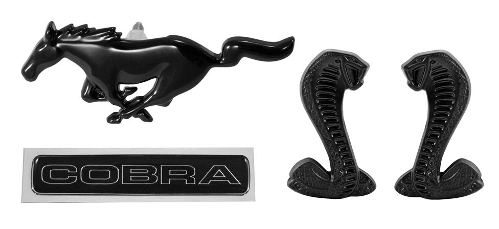 1987-1993 Mustang GT Cobra Grille Insert w/ Black Grill Fender Trunk Emblems