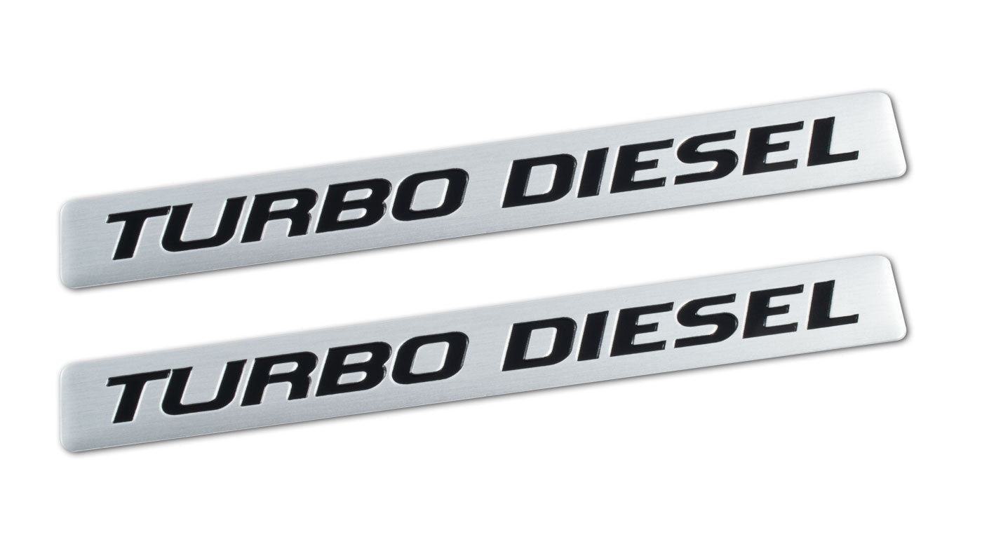 Ford F150 F250 F350 Super Duty Truck 5" Turbo Diesel Silver & Black Emblems - Pair