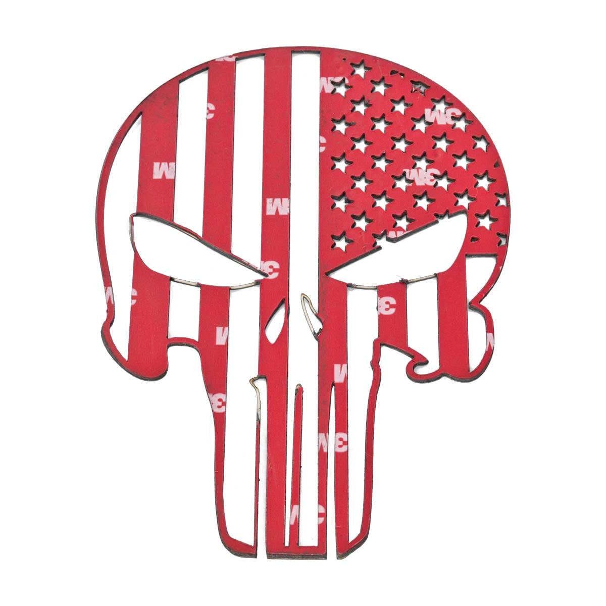 Punisher Skull American Flag Fender Tailgate Emblem Polished Stainless 6" x 4.5"