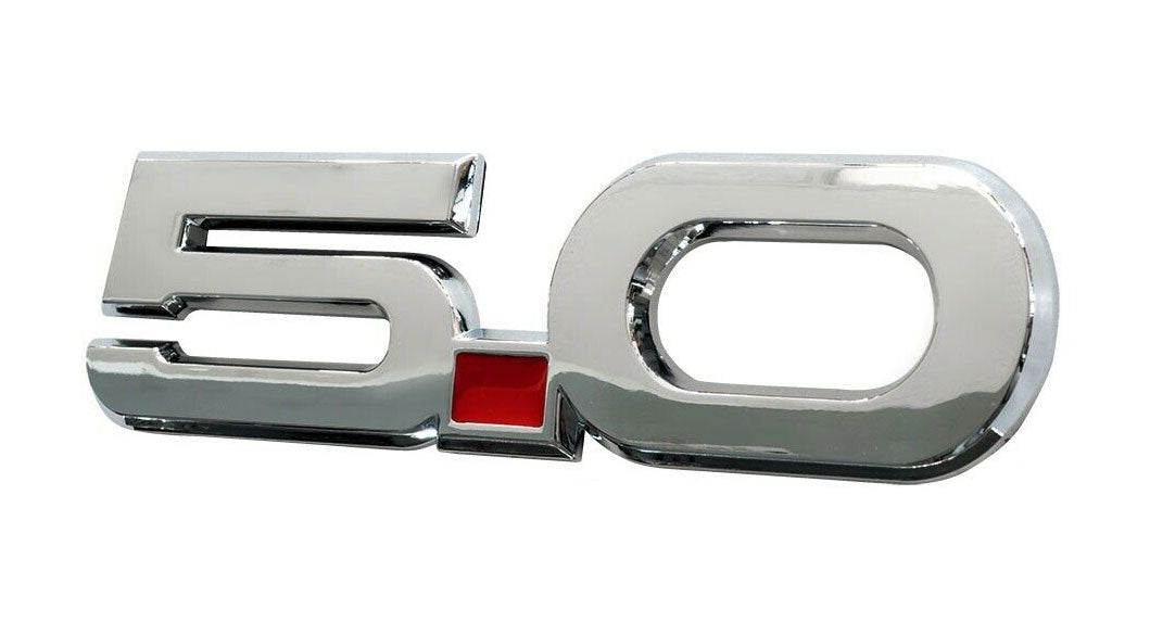2015-2023 Ford Mustang GT 5.0 Coyote V8 5-3/8" Chrome & Red Fender Emblem