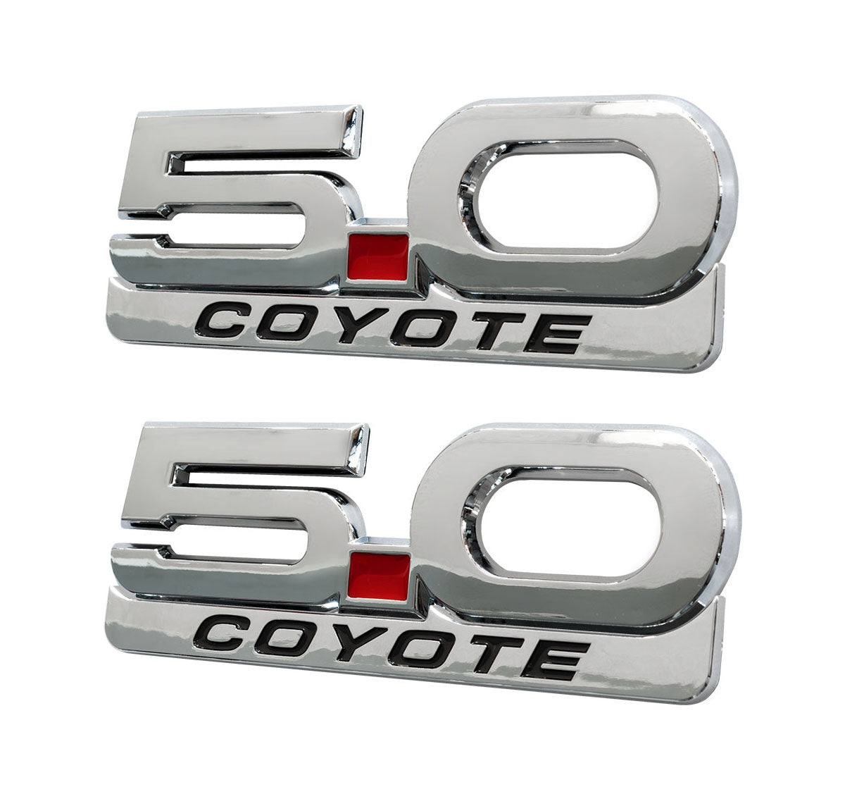 1979-2022 Mustang GT 5.0 Coyote 5.25" Chrome Fender Emblems w/ Accent Badge 4pc
