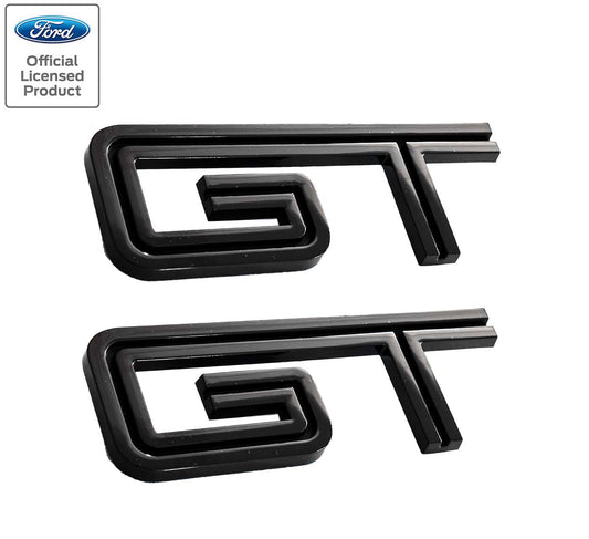 2005-2010 Ford Mustang GT 4.5" Gloss Black Fender Trunk Emblems Badges Pair