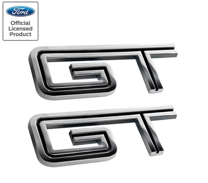 2005-2010 Ford Mustang GT 4.5" Chrome & Black Fender Trunk Emblems Badges Pair
