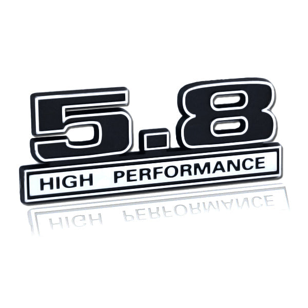 Ford Mustang Black Chrome 5.8 5.8L High Performance 3D Stick On Embossed Emblem