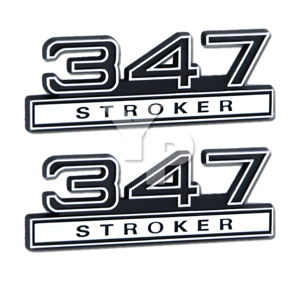 347 347ci 5.7 Liter Stroker Engine Emblem Badge Chrome & Black - 4" Long Pair 