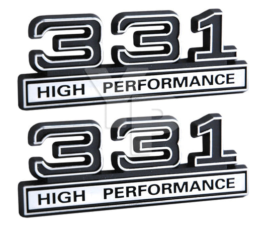 331 5.4 Liter High Performance Engine Emblem in Chrome & Black - 4" Long Pair