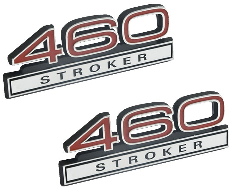 460 7.5 Liter Stroker Emblem Badge Logo in Red & Chrome Trim - 4" Long - Pair