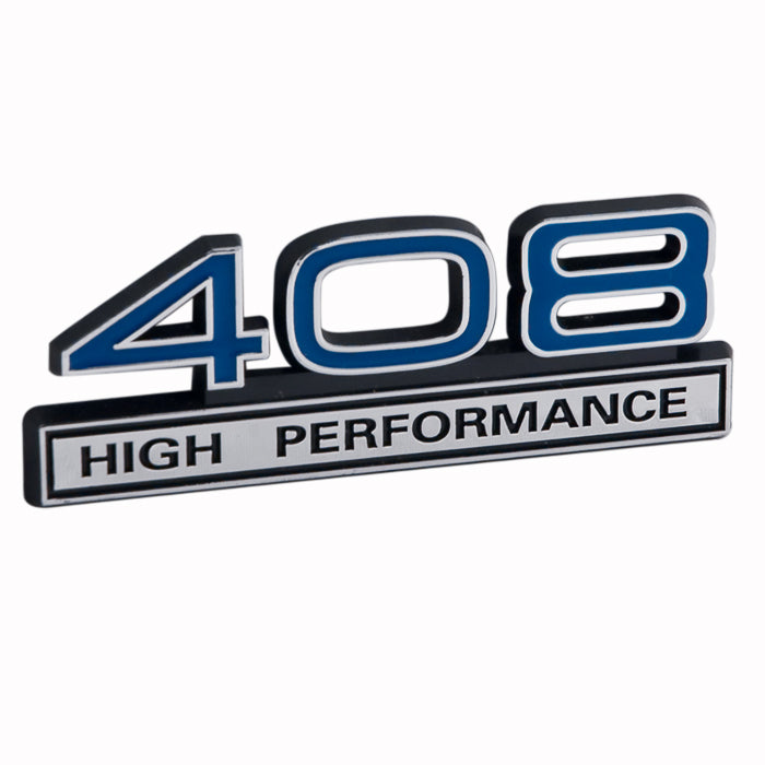 Ford Mustang Blue & Chrome Trimmed 408 High Performance Emblem