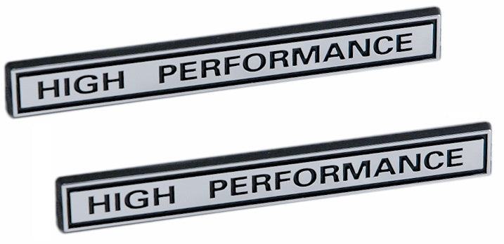 Chrome & Black High Performance Engine Bar Style Emblems Badge - 5" Long Pair