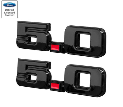 1979-1993 Ford Mustang 5.0 Exterior Fender & Trunk Emblems in Black & Red - Pair