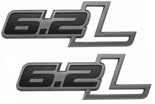 2011-14 F150 Raptor 6.2L Black & Gray Exterior Door Emblems - Left & Right Pair