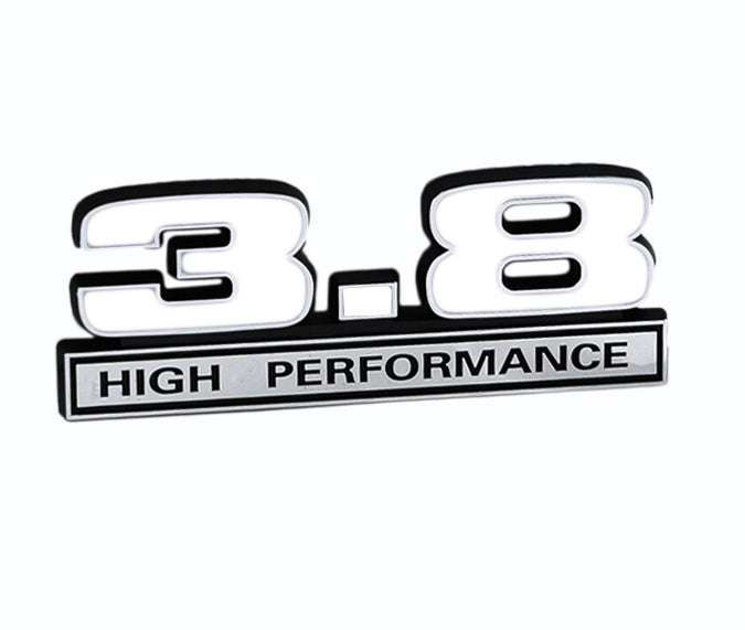 Ford Mustang White & Chrome 3.8 V6 High Performance 3D Stick On Embossed Emblem