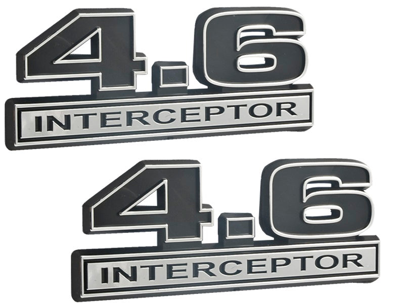 Engine Liter Emblems 4.6 Liter 281 Engine Police Interceptor Emblems in Chrome & Black - 5 ...