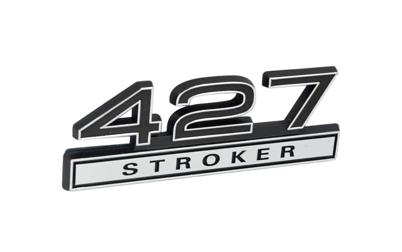 Ford Mustang Black & Chrome 427 427ci Stroker Fender Emblem Badge 4" x 1.5"