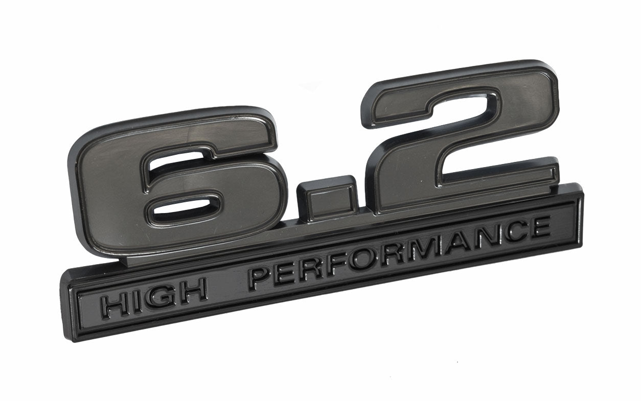 Ford Mustang Black 6.2 High Performance Fender Emblem Badge 5" x 1.75"