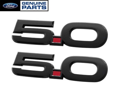 2015-2023 Mustang GT Genuine Ford OEM 5.0 Black 5.5" Fender Side Emblems Pair