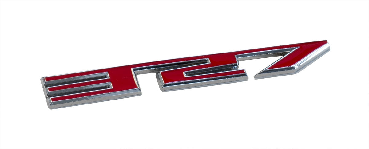 327 Ford Mustang Chrome & Red Metal 5.5" Fender Trunk Emblem Badge
