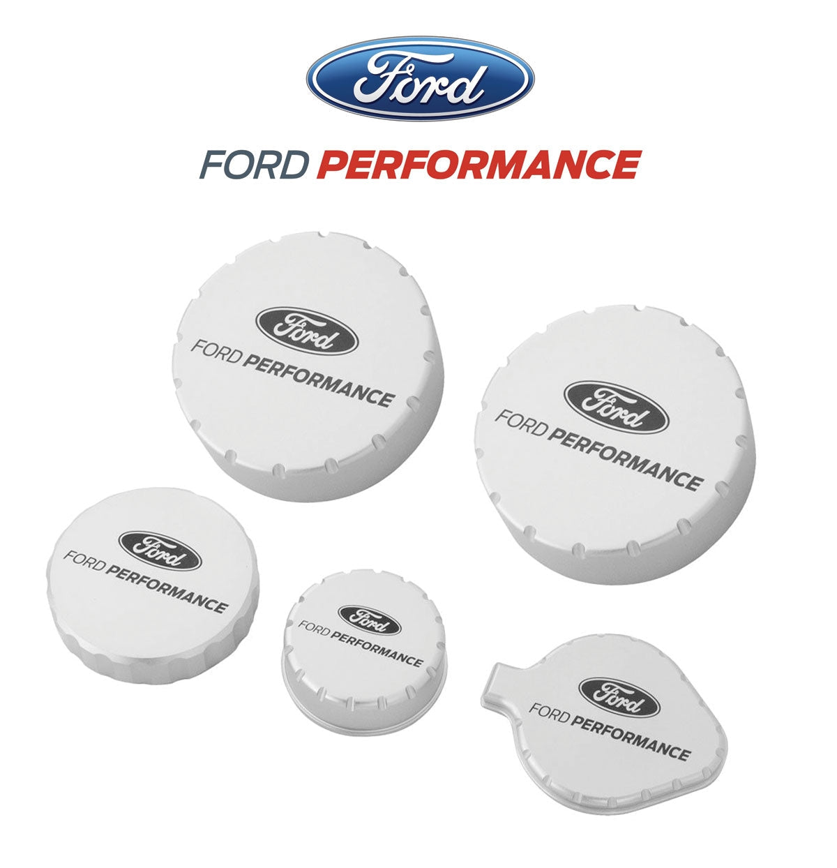 2010-2014 Mustang GT OEM Ford Performance M-6766-M50B Billet Engine Cap Set