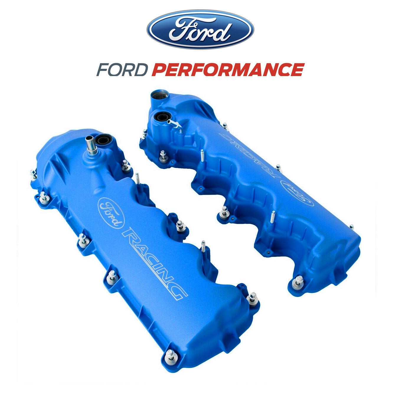 2005-2010 Mustang GT 4.6 3V Ford Racing Etched Blue Cam Valve Covers - Pair