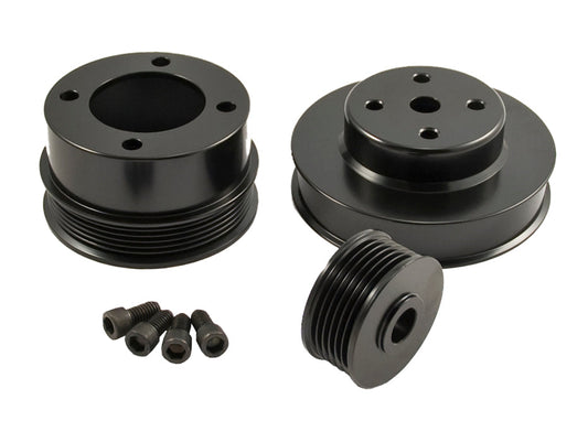 1986-1993 Mustang GT LX 5.0 302 BLACK Billet 3pc Underdrive Pulleys 15+ HP