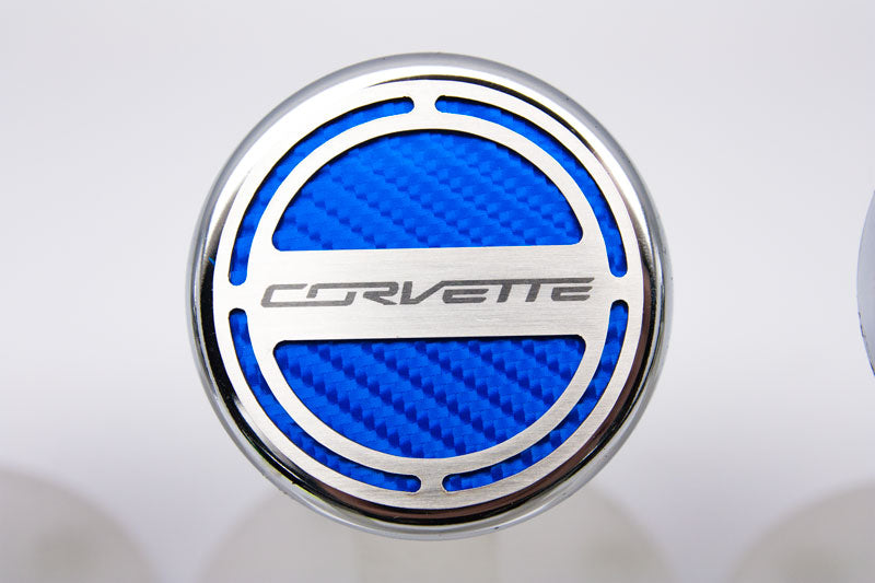 C7 Corvette Automatic 5pc Engine Cap Cover Set - Blue w/ Corvette Name Logo