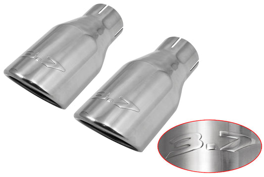 2015-2017 Mustang V6 3.7 Logo Polished Stainless 2.5" inlet 4.5" Exhaust Tips