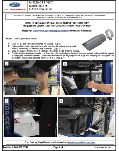 2021-2022 F-150 OEM Ford Performance M-5260-CT1 Chrome 4" Clamp On Exhaust Tip