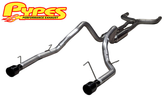 2005-2009 Mustang V6 4.0 PYPES Phantom True Dual Mid Muffler Exhaust Black Tips