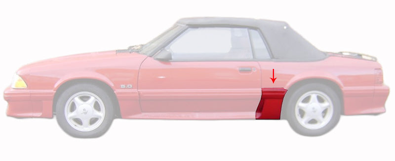 1987-1993 Mustang GT Rear Quarter Body Molding, LH, w/ Side Scoop Ground FX
