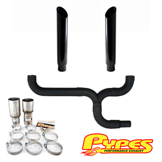 Ford 6.4L Super Duty Power Stroke Diesel 6" Miter Cut Pypes Dual Stack Kit Black