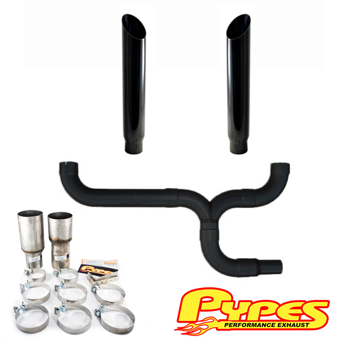 7" Miter Cut Black Double Stack Stainless Pypes Exhaust Kit RAM 2500 3500 Diesel